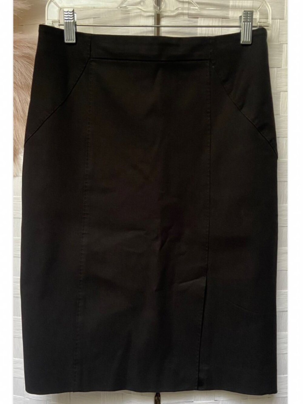 Banana Republic Black Knee Length Pencil Front Side Slit Skirt Size 4